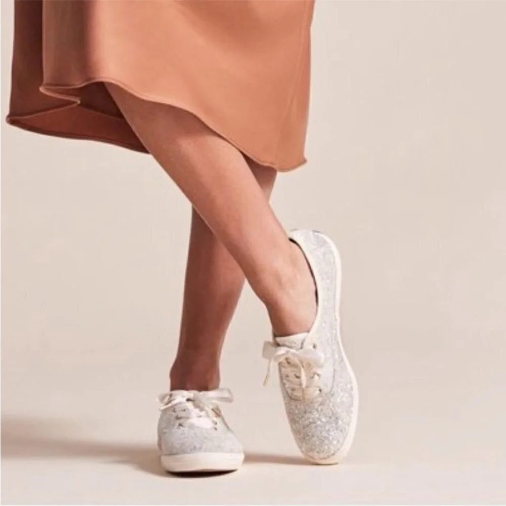 Kate Spade Cream Glitter Keds Sneakers